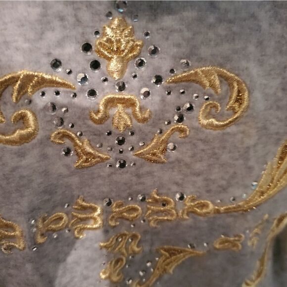 Retro Y2K/2000's  Juicy Couture Bling Bling Crystal Studded Velour Hoodie - Picture 5 of 14